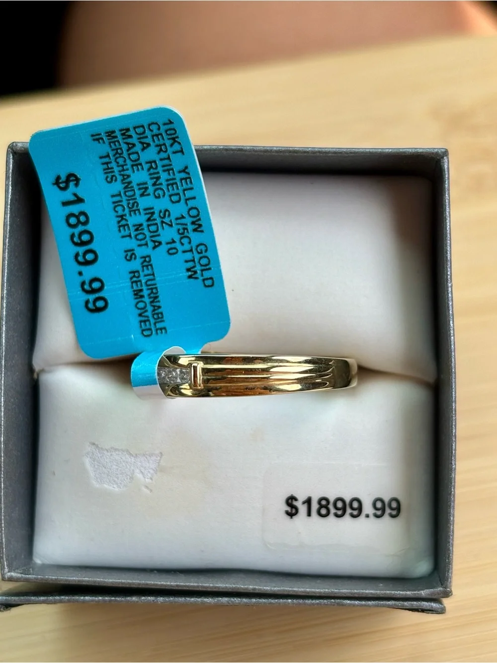 Brand New 10K Yellow Gold Certified 1/5 CTTW Diamond Ring Men's Wedding Band